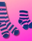 Pink Stripe Matching Bamboo Socks (Adult & Child)