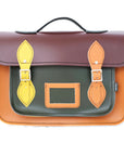 Handmade Leather Satchel - Autumnal Kaleidoscope