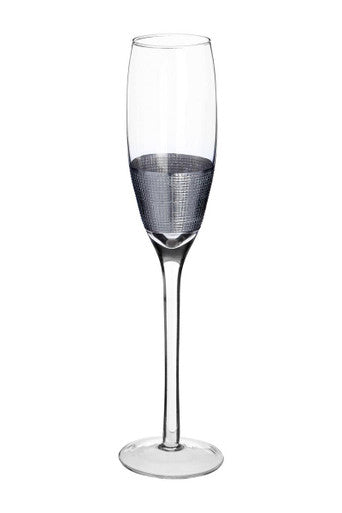 Apollo Silver and Clear Set of 4 Champagne Glasses 210ml