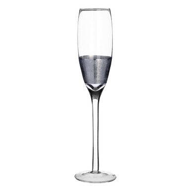Apollo Silver and Clear Set of 4 Champagne Glasses 210ml