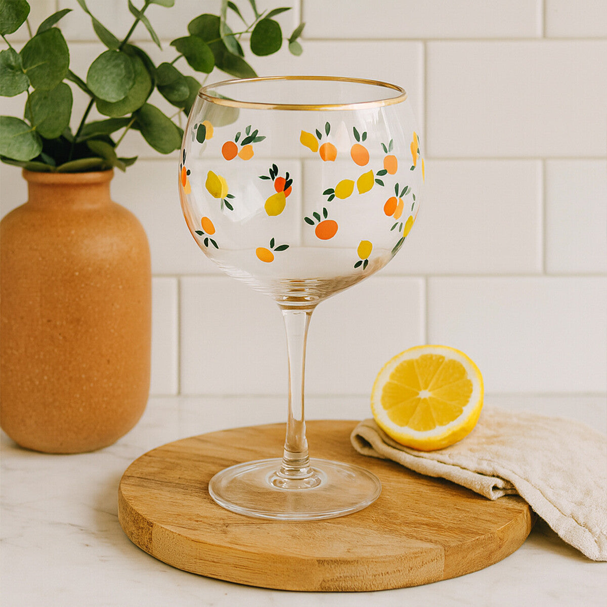 Set of 2 Citrus Design Gin Glasses | Mila