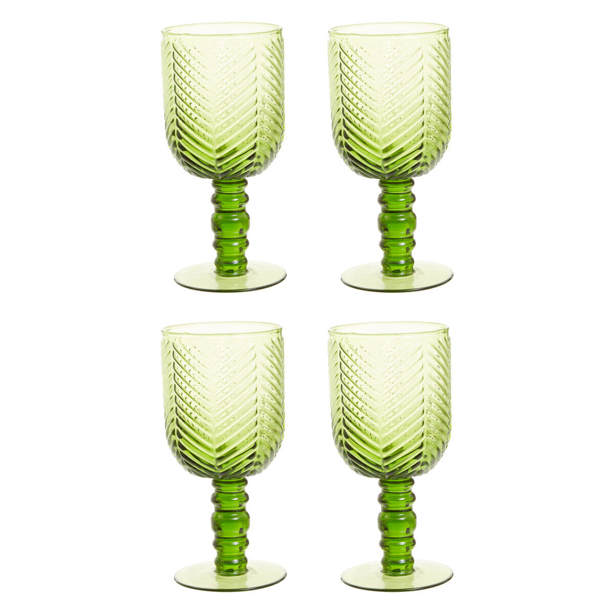 Set of Four Green Wine Glasses | Fleur