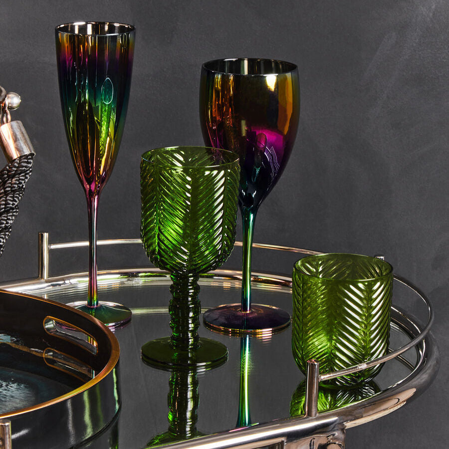 Set of Four Green Wine Glasses | Fleur