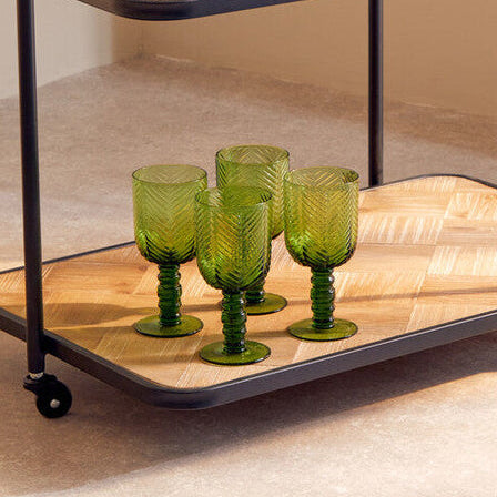 Set of Four Green Wine Glasses | Fleur