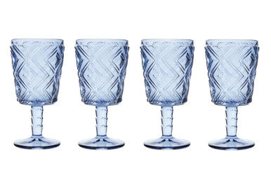 Set of Four Blue Wine Glasses | Fleur