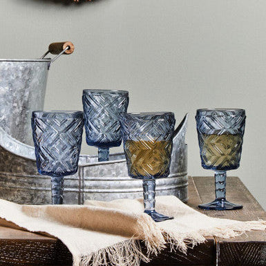 Set of Four Blue Wine Glasses | Fleur