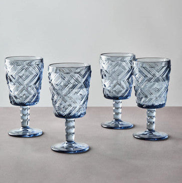 Set of Four Blue Wine Glasses | Fleur