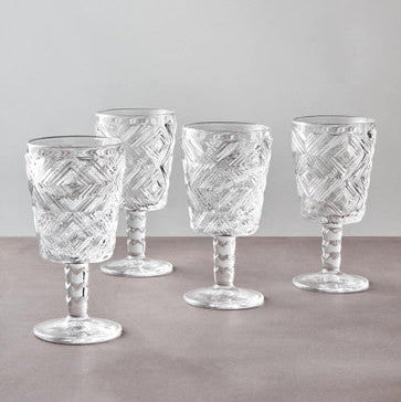 Set of Four Clear Wine Glasses | Fleur