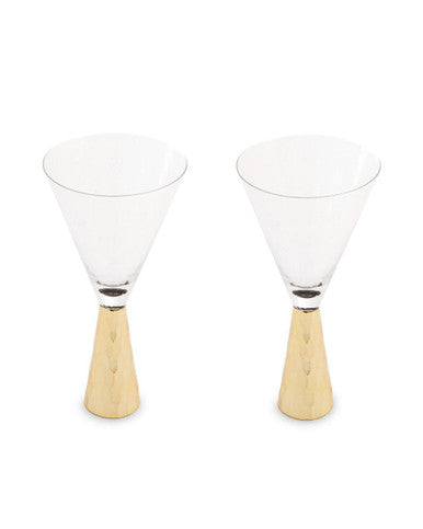 Set of Two Wine Glasses with Gold Finish Stem | Astrid