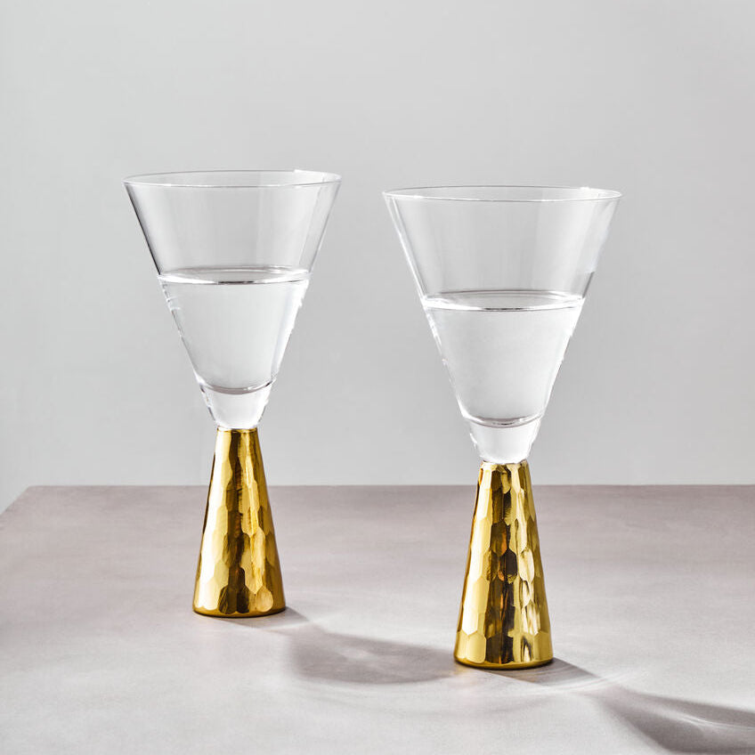Set of Two Wine Glasses with Gold Finish Stem | Astrid