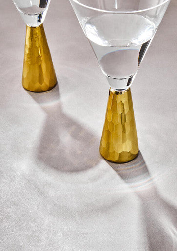 Set of Two Wine Glasses with Gold Finish Stem | Astrid