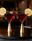Set of Two Cocktail Glasses with Gold Finish Stem | Astrid