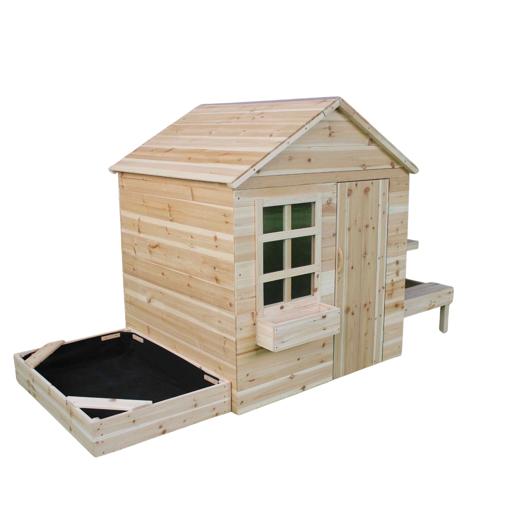 Wooden sandpit with lid - Outdoor stage &amp; playhouse patio