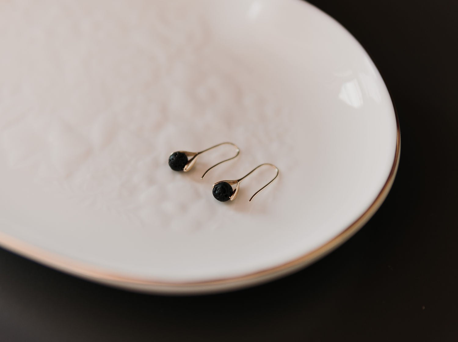 Gold Plated Lava Stone Diffuser Earrings