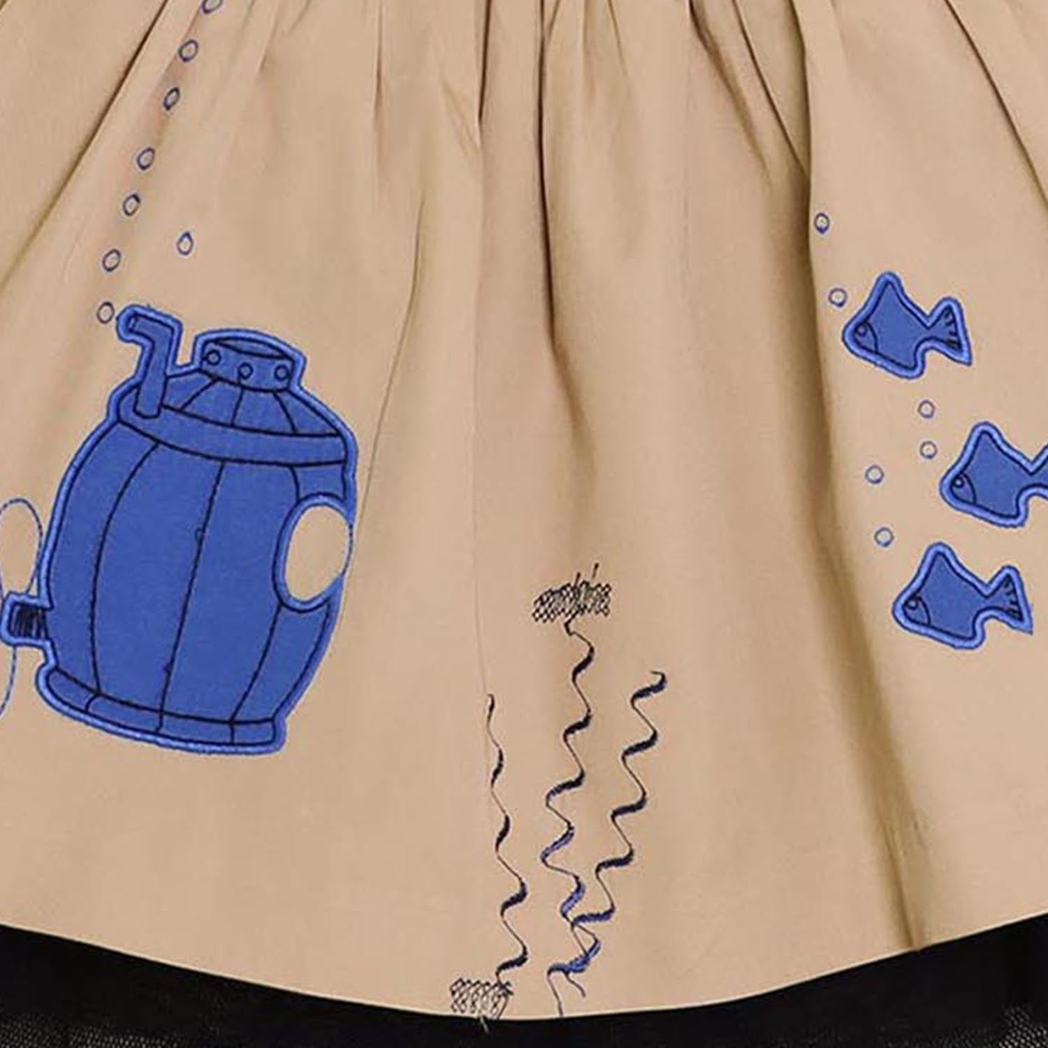 MAGIC MENDING PRELOVED Beige Cotton Skirt with Submarine, 6 years-2