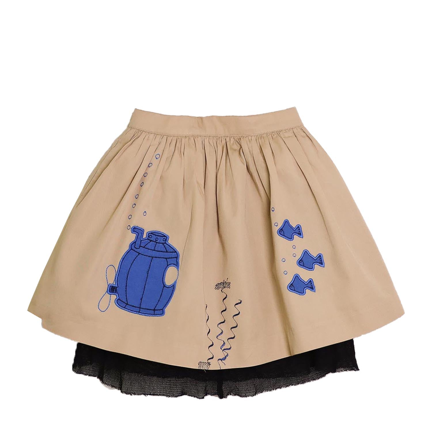 MAGIC MENDING PRELOVED Beige Cotton Skirt with Submarine, 6 years-0