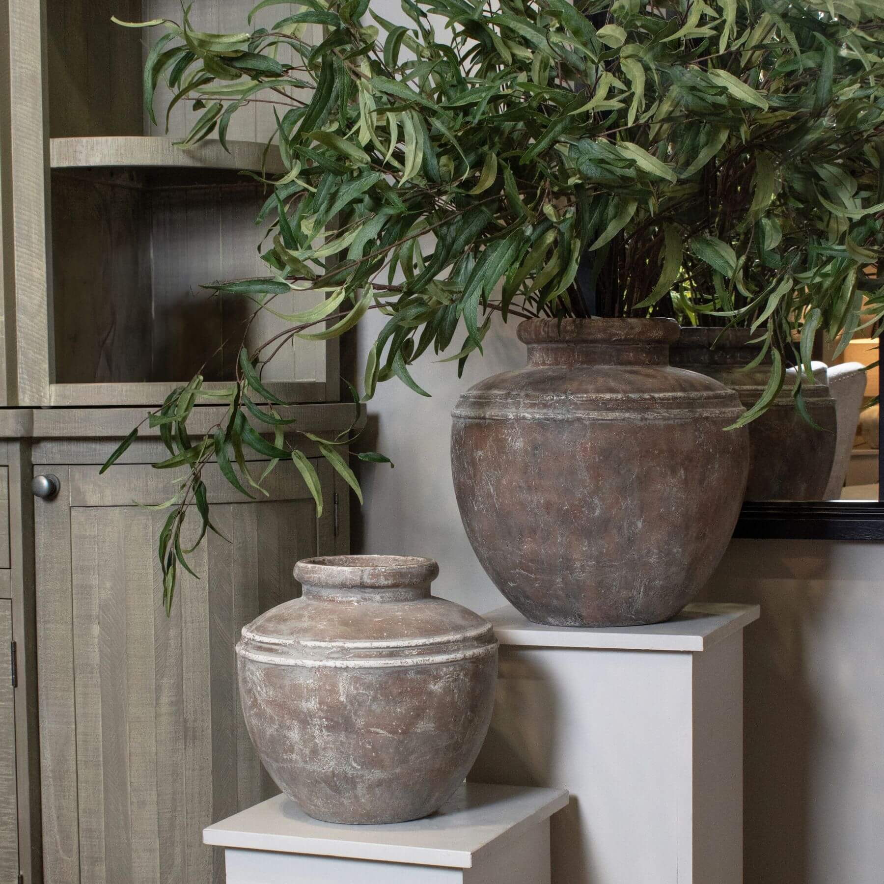 Rustic Brown Ceramic Water Pot