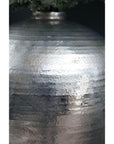 Hand-hammered silver ceramic vase with reflective metallic finish, modern home decor statement piece by sostter at brixbailey.com