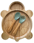 Turtle Bamboo Feeding Set - Plate, Bowl, Spoon & Fork Gift Set