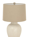 Woven Ceramic Lamp with Linen Shade