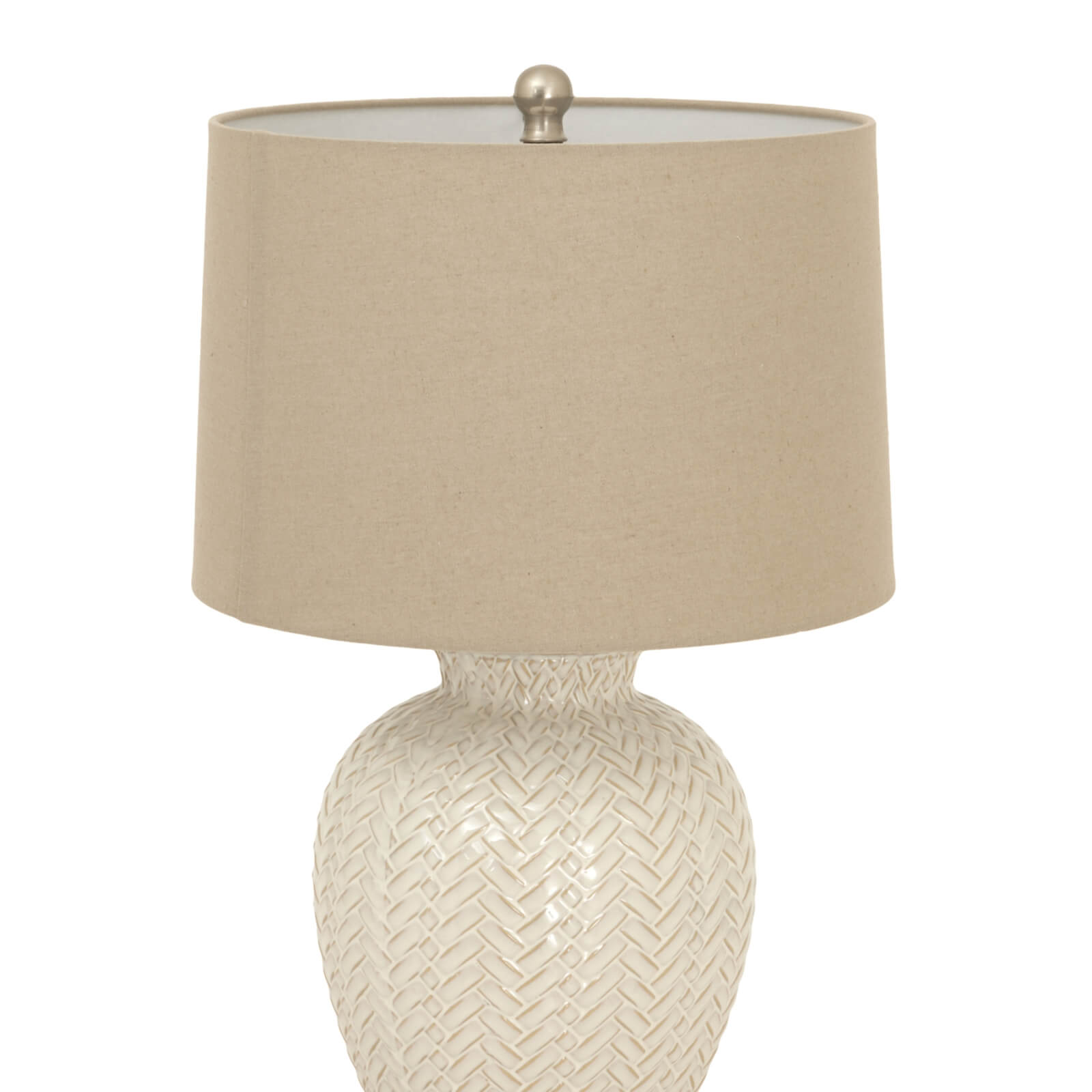 Elegant Twill Weave Ceramic Lamp | Linen Shade | Modern Lighting