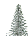 Mini Snowy Spindle Christmas Tree with Rustic Wooden Base
