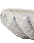 Medium White Ceramic Shell Bowl Coastal Decor Accent
