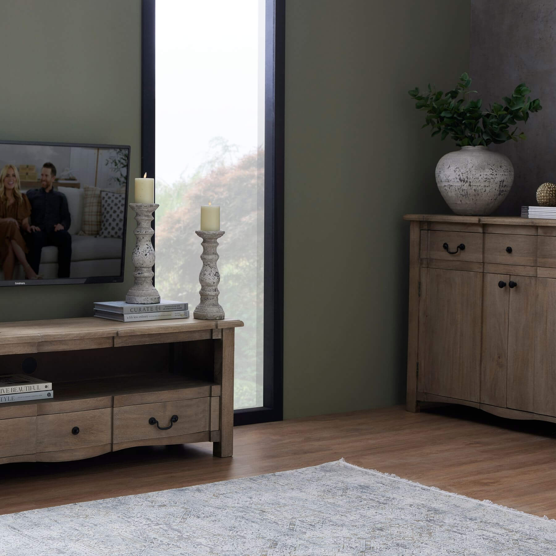 Large Stone Look Ceramic Candle Holder