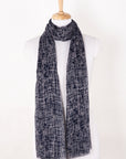 Busy Strokes Print Cotton Modal Scarf - Navy