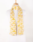 Sketchy Triangle Print Cotton Modal Scarf - Lime Multi