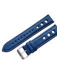 Blue Leather Rally Hole Watch Strap