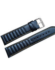 Black Ribbed Leather Race Watch Strap