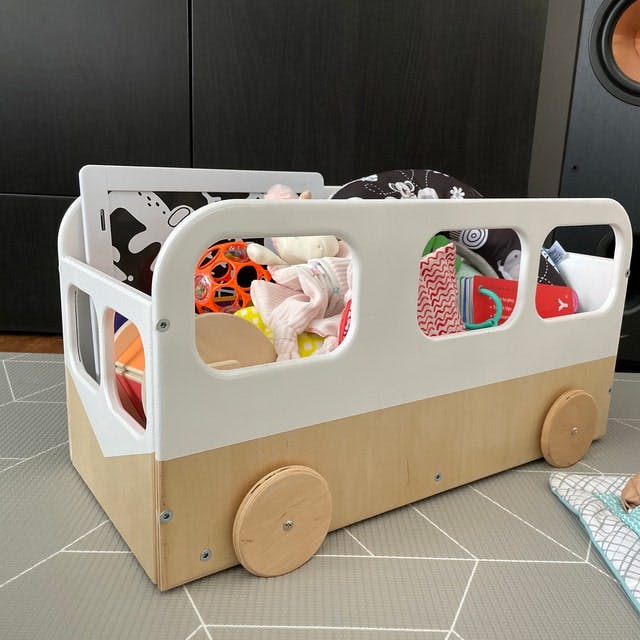 Kids Toy Storage Box Bus With Wheels