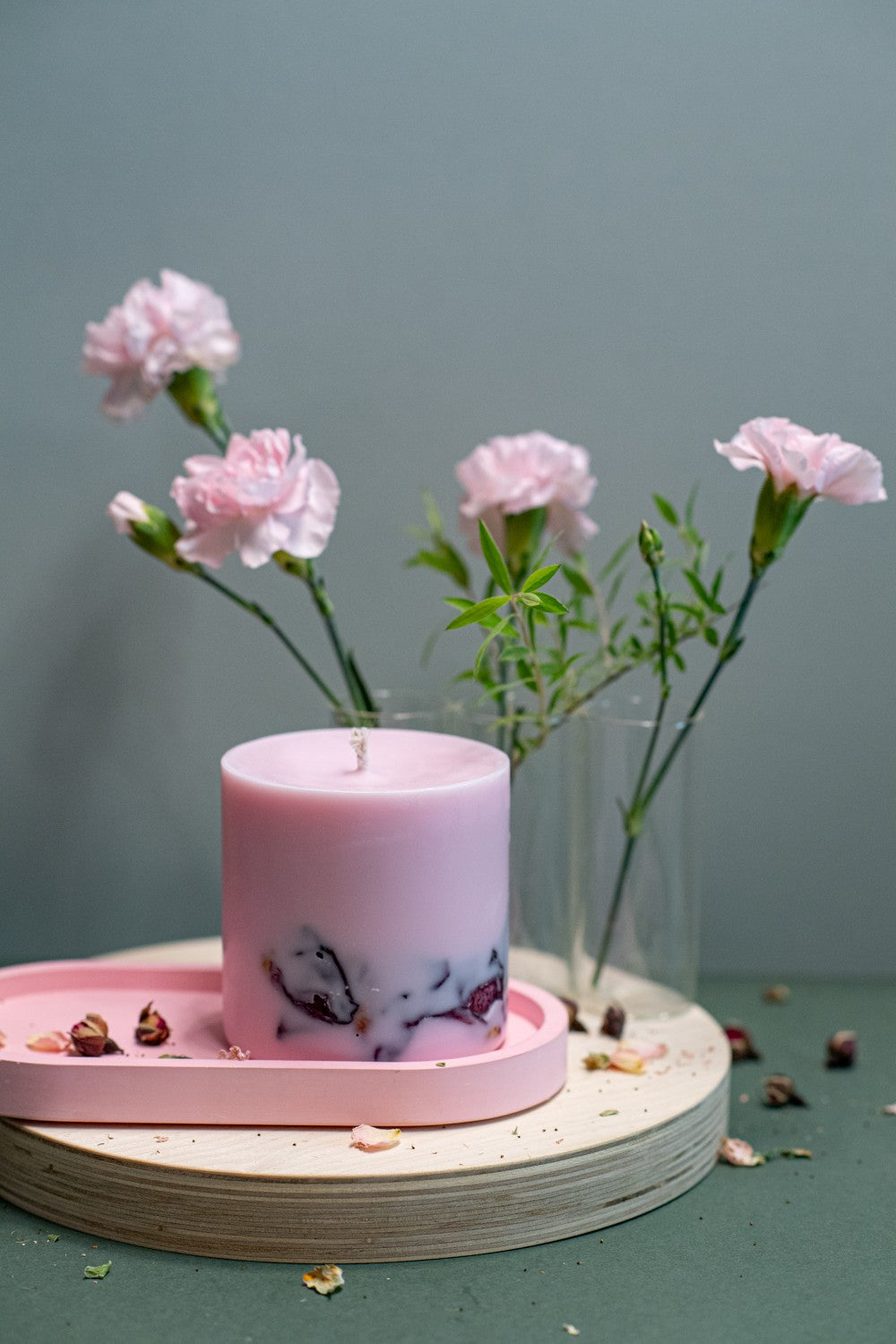 Handmade Peony Scented Candle from Latvia - Eco-friendly &amp; Elegant with Real Flower Petals by TL Candles at www.brixbailey.com