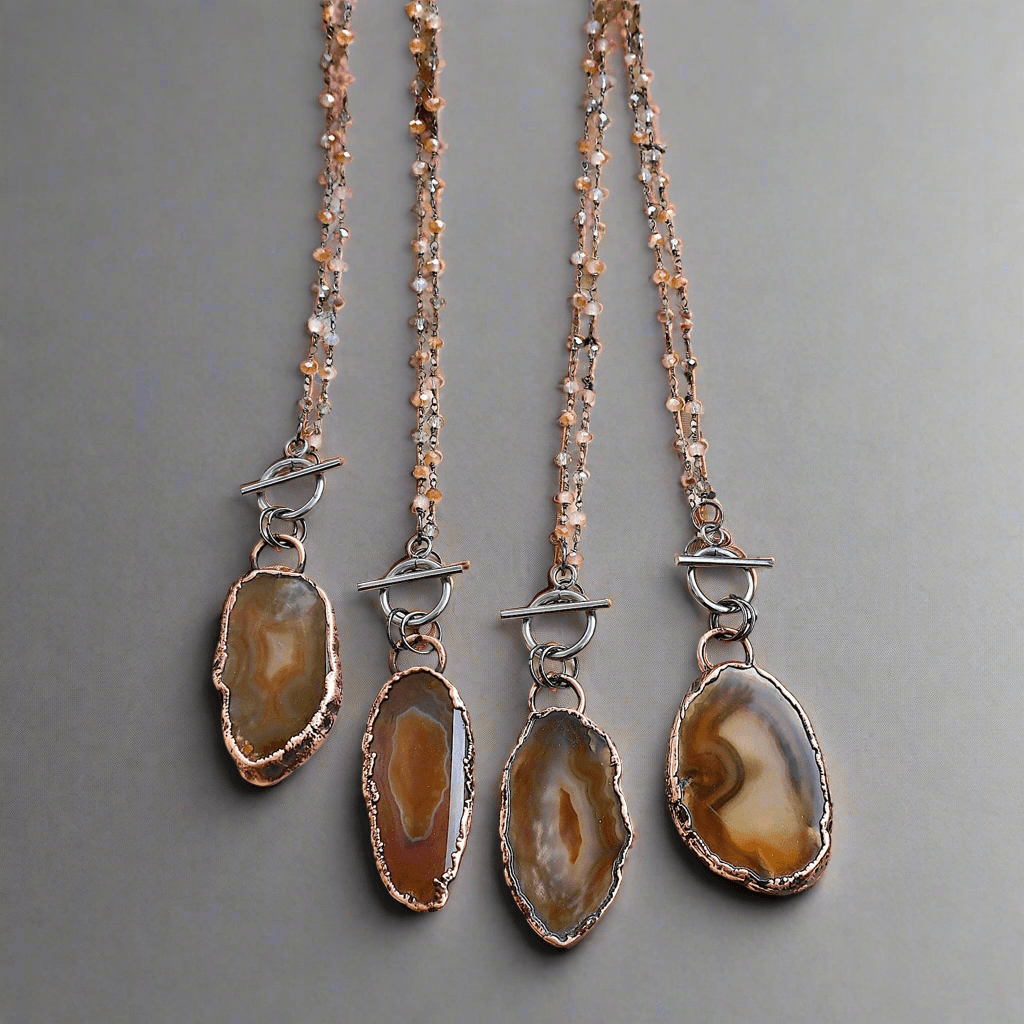 Agate Slice Necklace - Crystal Jewelry | Handmade by Blackbird &amp; Sage