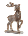 Whitewashed Wooden Reindeer Figurine for Nordic Styling