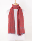 Little Paisley Stripe Jacquard Merino Wool Scarf - Pink