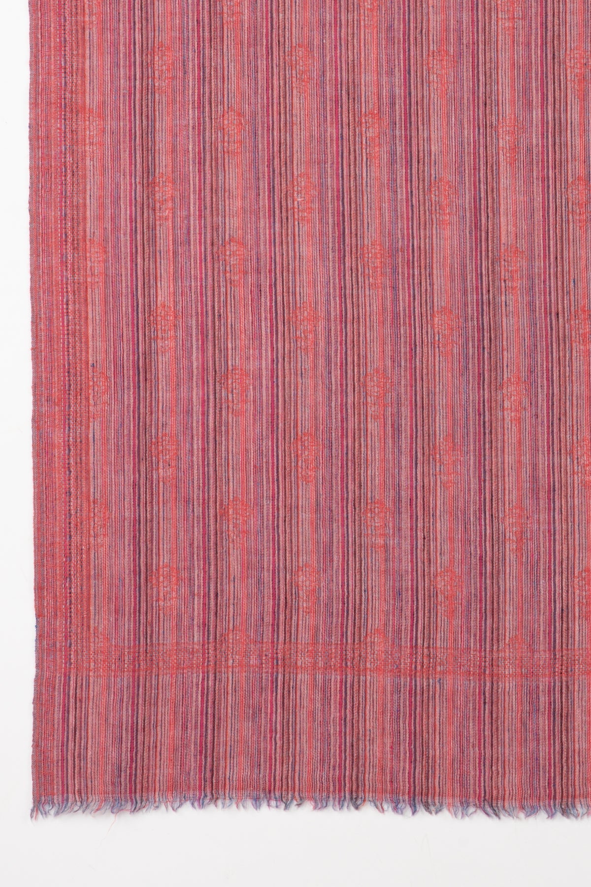 Little Paisley Stripe Jacquard Merino Wool Scarf - Pink