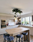 Wooden Chandelier with Black Canopy | Rustic Kitchen Island Lighting UK