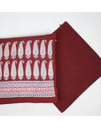 Long Paisley Bagh Hand Block Print Cotton Cushion Cover - Red