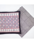Checks Mix & Diamond Bagh Hand Block Print Cotton Cushion Cover - White Black Red