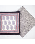 Ambi Paisley & Floral Mix Bagh Hand Block Print Cotton Cushion Cover - White Black Red
