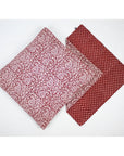 Paisley & Mushroom Bagh Hand Block Print Cotton Cushion Cover - Red