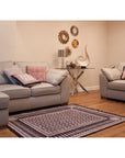 Traditional Floral & Paisley Hand-block Print Area Rug - White Black
