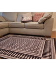 Traditional Floral & Paisley Hand-block Print Area Rug - White Black