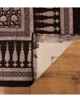 Traditional Floral & Paisley Hand-block Print Area Rug - White Black