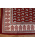 Paisley & Ambi Hand Block Print Area / Runner Rug - Red White
