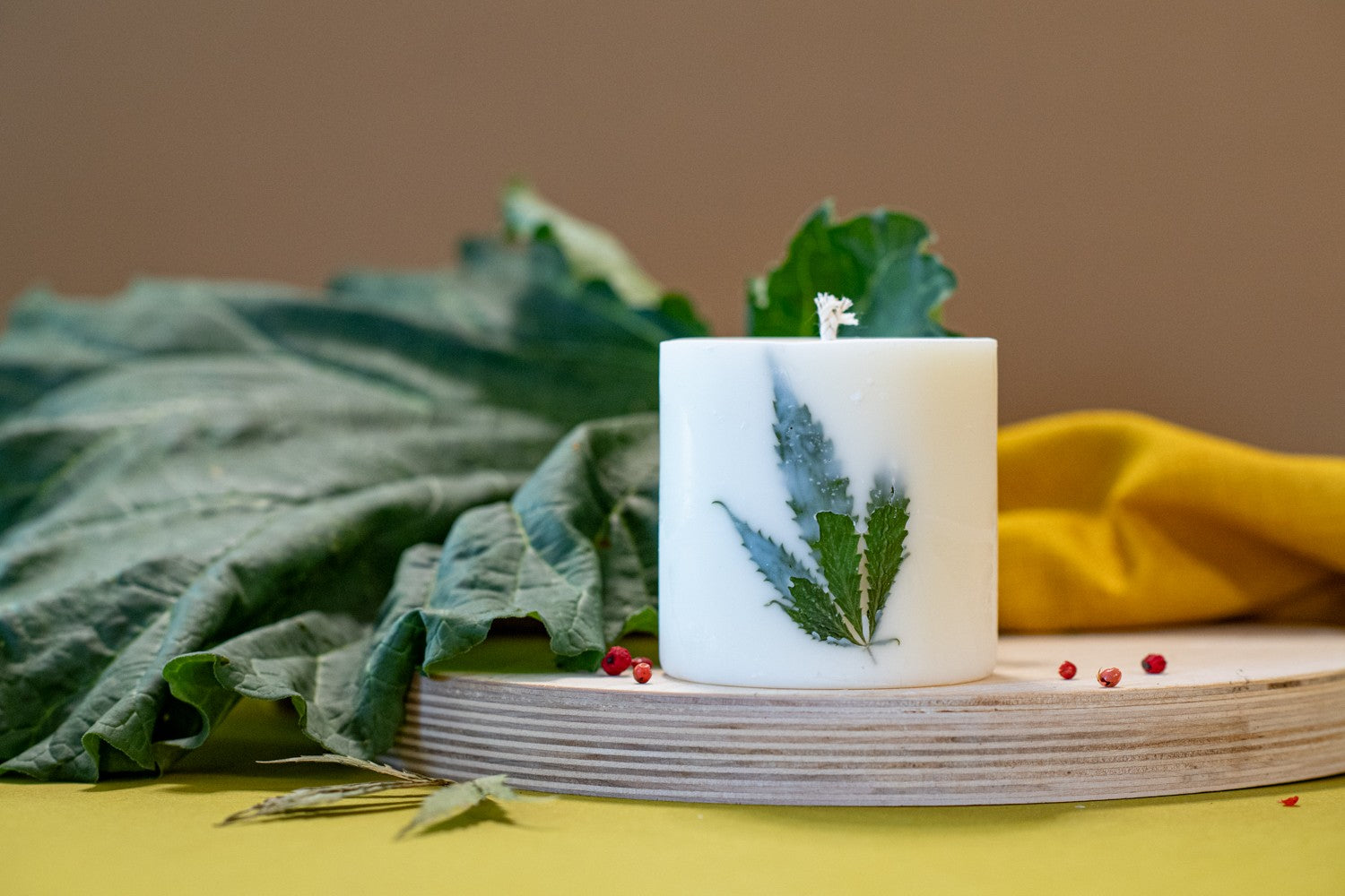 Clary Sage Soy Wax Candle - Handmade in Latvia with Enchanting Hemp Leaves &amp; Relaxing Aromas by TL Candles at www.brixbailey.com