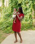 Burgundy Cotton Breastfeeding Dress | Nursing Dress | Knee Length Feeding Dress