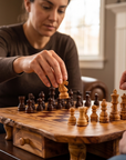 Handcrafted Olive Wood Chess Set with Drawer | Live Edge Red or Black Board